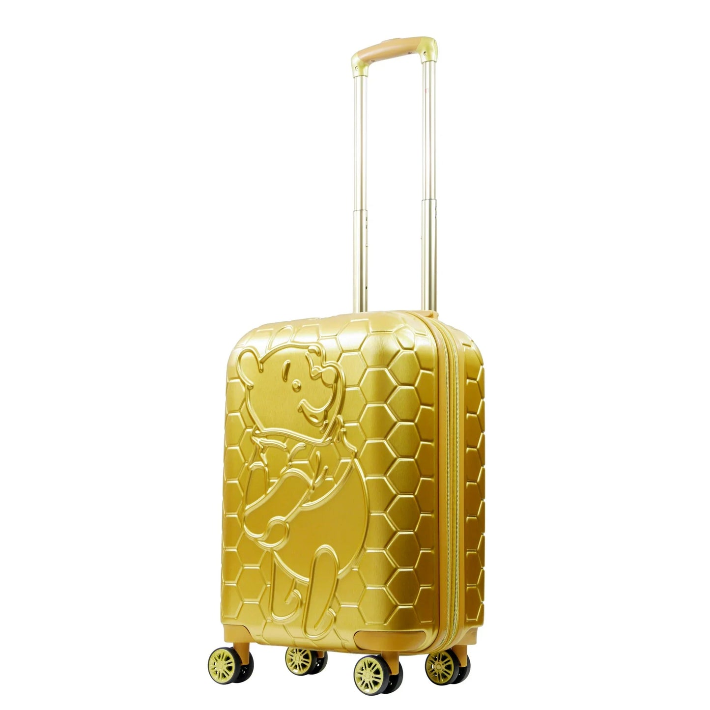 Disney Winnie the Pooh 22 Inch Carry On Rolling Luggage, Molded Hardshell Suitcase, Gold