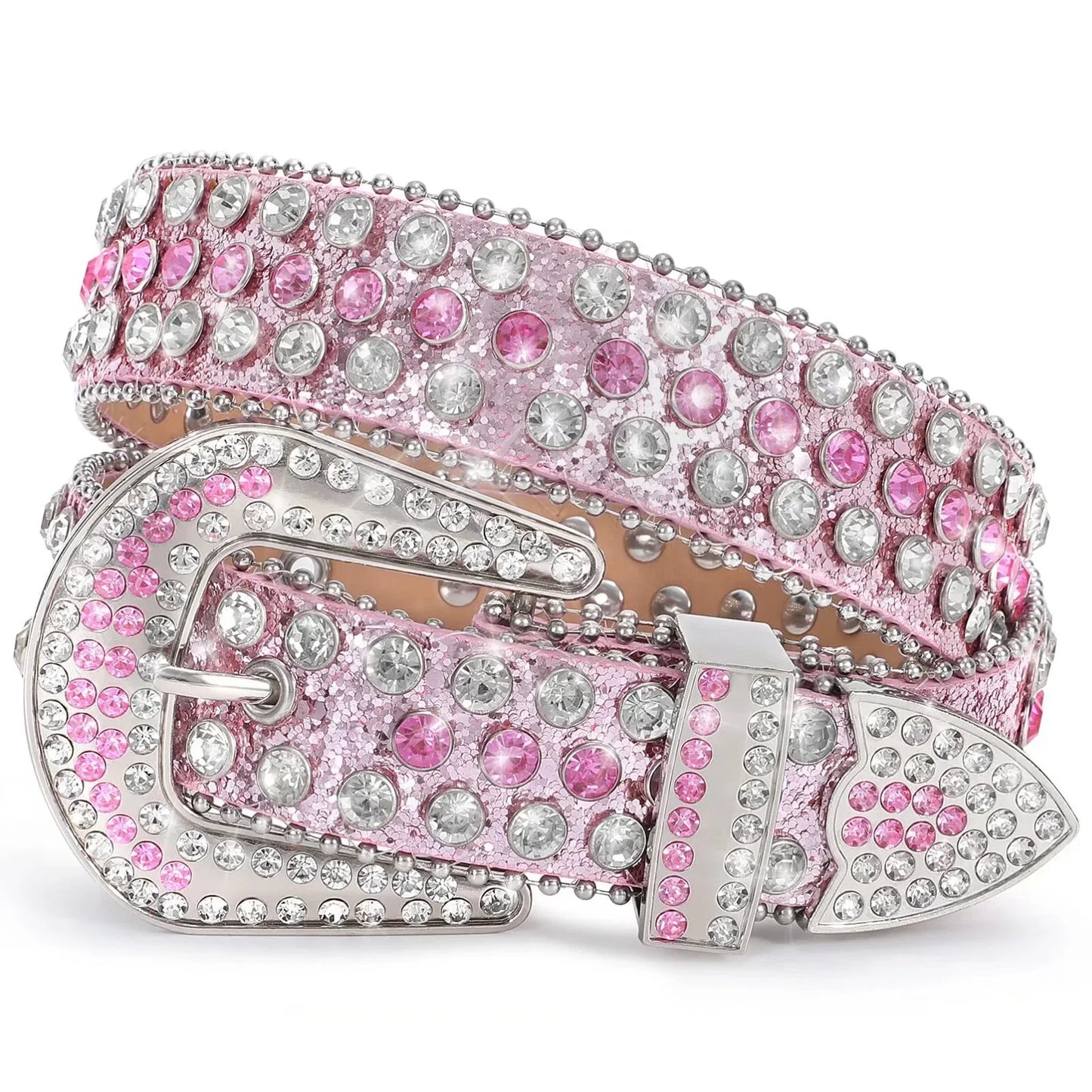 WHIPPY Women Men Rhinestone Studded Belt
