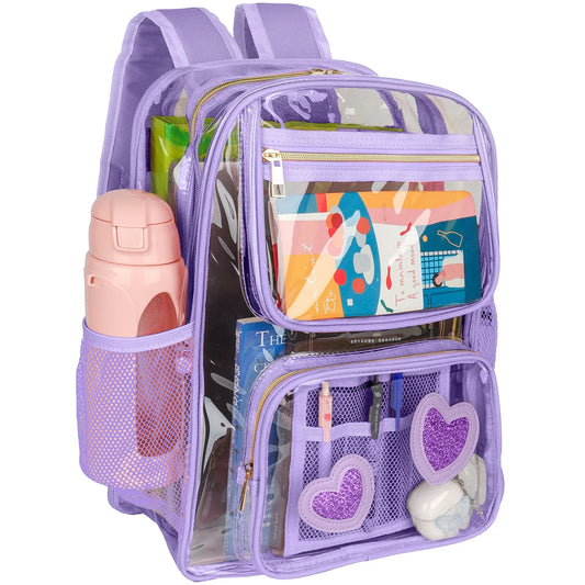 DAKIMOE Clear Backpack Heavy Duty Stadium Approved School Cute Transparent Backpacks Clear Bag Travel