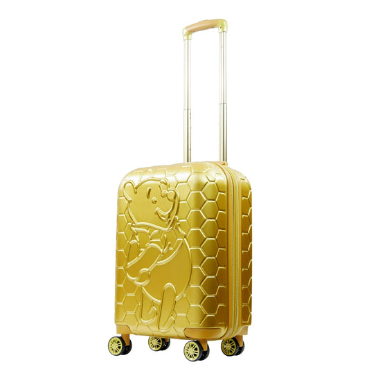 Disney Winnie the Pooh 22 Inch Carry On Rolling Luggage, Molded Hardshell Suitcase, Gold