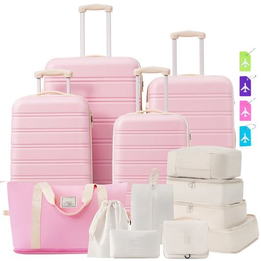 EUROCO 13-Piece Luggage Set,Lightweight ABS Hard Suitcases