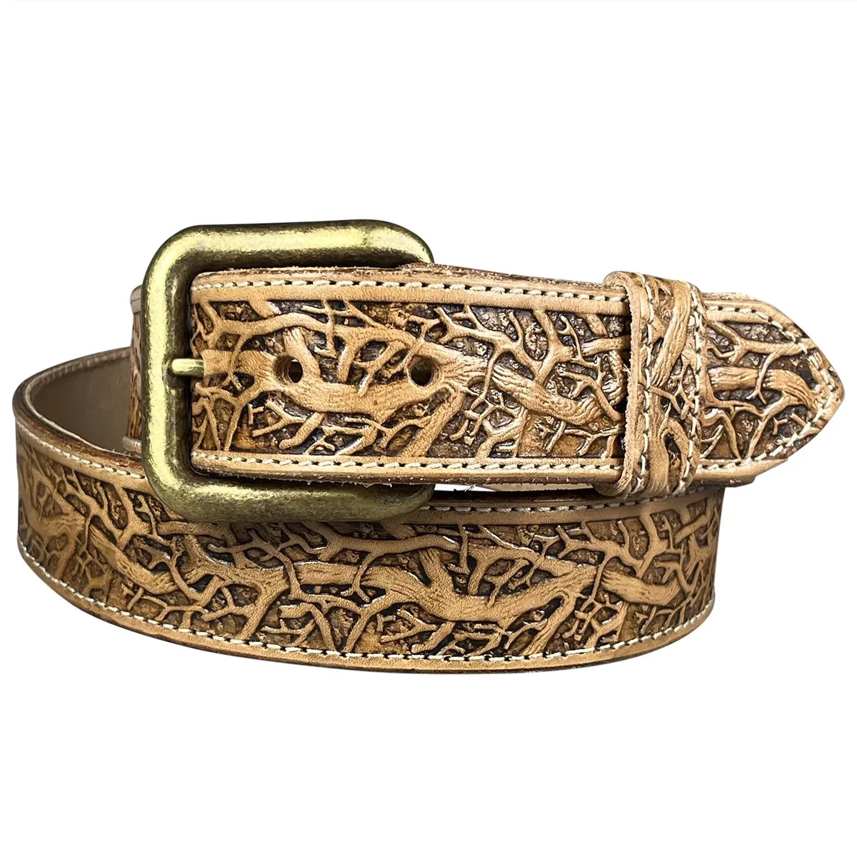Embossed Full Grain Leather Belt - Gnarley Tree