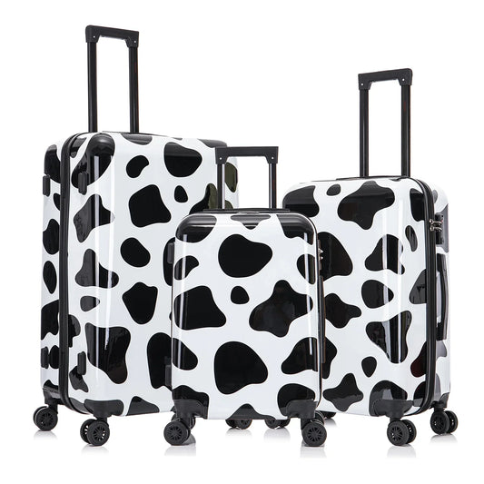 InUSA Print 3-Piece Hardside Luggage Sets with Spinner Wheels, Handle