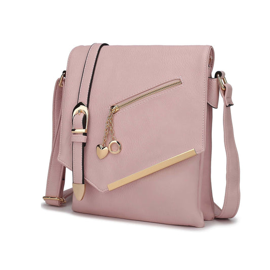MKF Collection Jasmine Women's Crossbody Bag, Vegan Leather Shoulder Bag Large Crossover Daily Handbag by Mia K