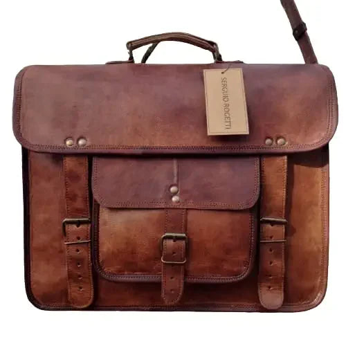 SHAKUN LEATHER JOURNAL Brown 100% Leather Messenger Bag