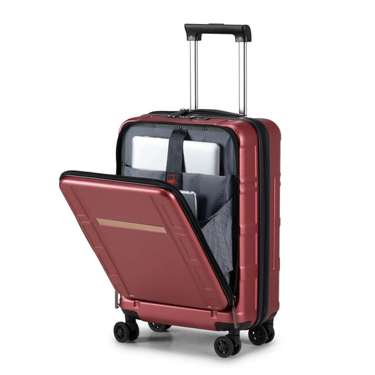 UBesGoo 20” Carry-on Luggage, ABS+PC Suitcase Set with Front Pocket, Expandable Hardside Luggage with Wheels, Red