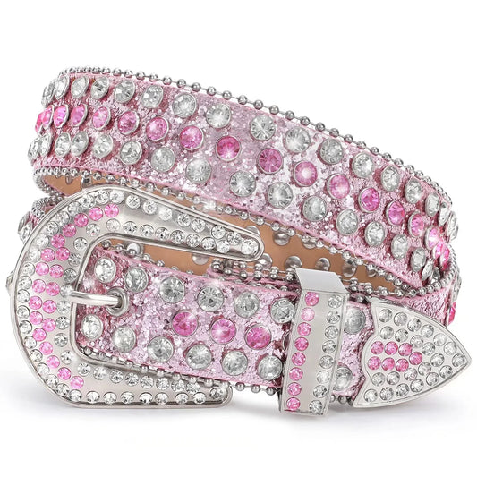 WHIPPY Women Men Rhinestone Studded Belt